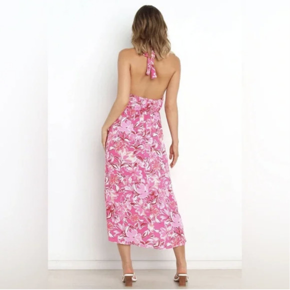 PETAL + PUP Nyla Dress Pink Floral Halter Neck A-Line Summer Beach - Picture 4 of 11
